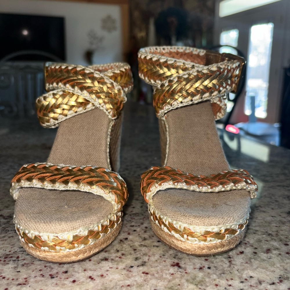 Tory Burch Espadrille Wedge Sandals Sz 38 - Picture 3 of 12